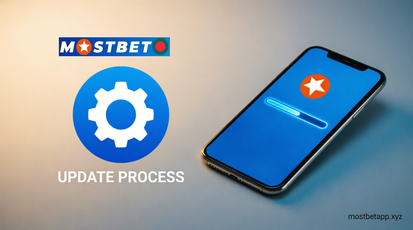 Mostbet mobile app update process notification illustration
